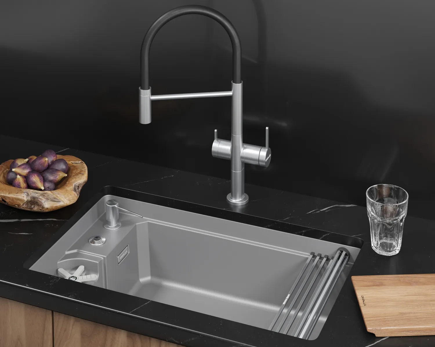 Мойка для кухни Granula Kitchen Space Rinzer 7309RU алюминиум, 73х45 см, прямоугольная