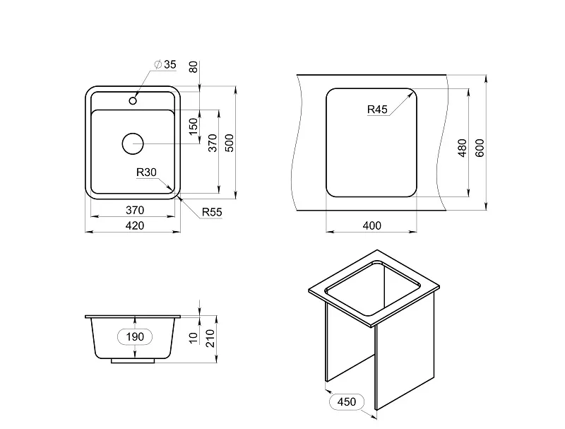4202, БАЗАЛЬТ, кухонная мойка, СтандАРТ кварц