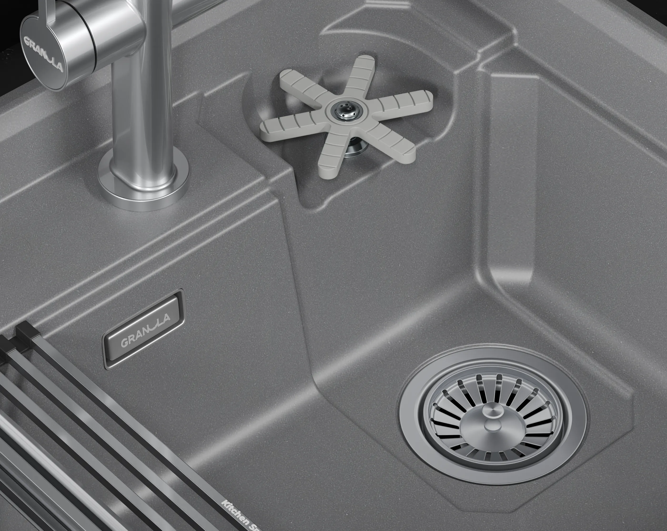 5807R, АЛЮМИНИУМ, кухонная мойка, кварц KITCHEN SPACE RINZER